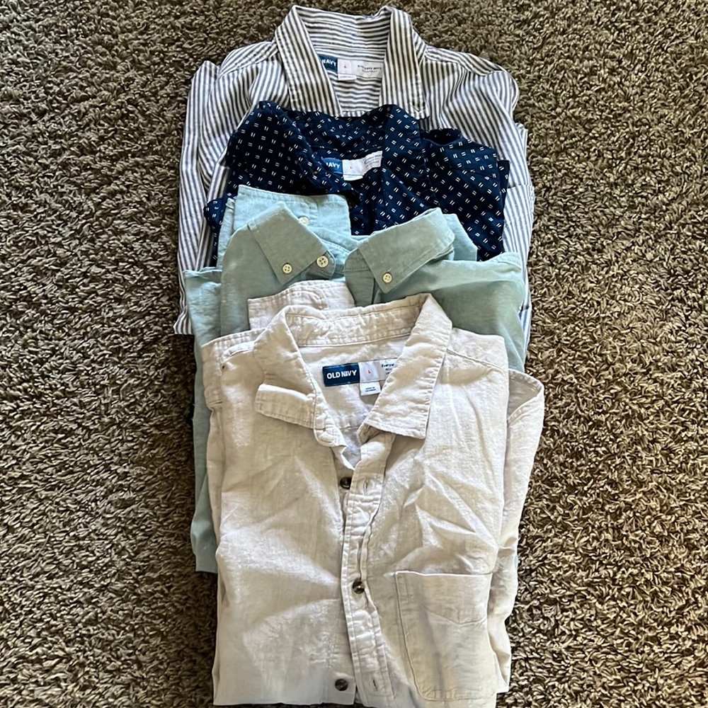 4 old navy men’s regular fit long sleeve everyday shirts size large -